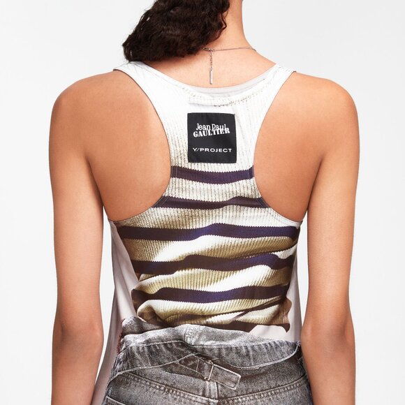 Y/project Jean Paul Gaultier Edition TROMPE L'OEIL MARINIER MAXI DRESS - WHITE - Picture 10 of 12